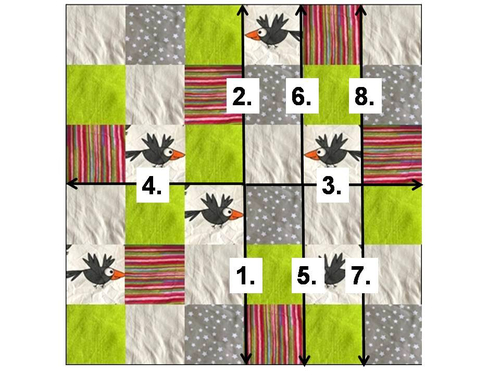 Patchworkdecke: Quilting Reihenfolge 1