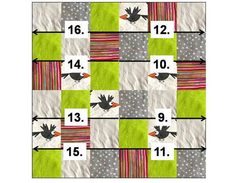 Patchworkdecke: Quilting Reihenfolge 1