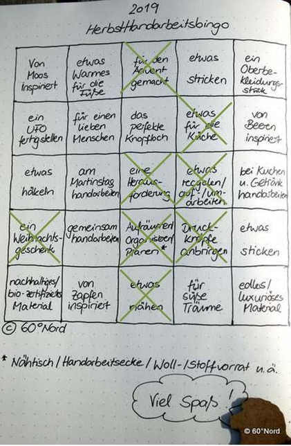 Bastelrados Teilnahme am Handarbeitsbingo 2019